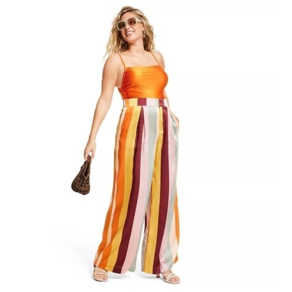 Fe Noel x Target  Mixed Vertical Stripe Print Wide Leg Pants NWT - Picture 1 of 5